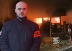 Србите му оддадоа последна почит на младичот кој беше обезбедување во барот, спасувајќи настрада во пожарот